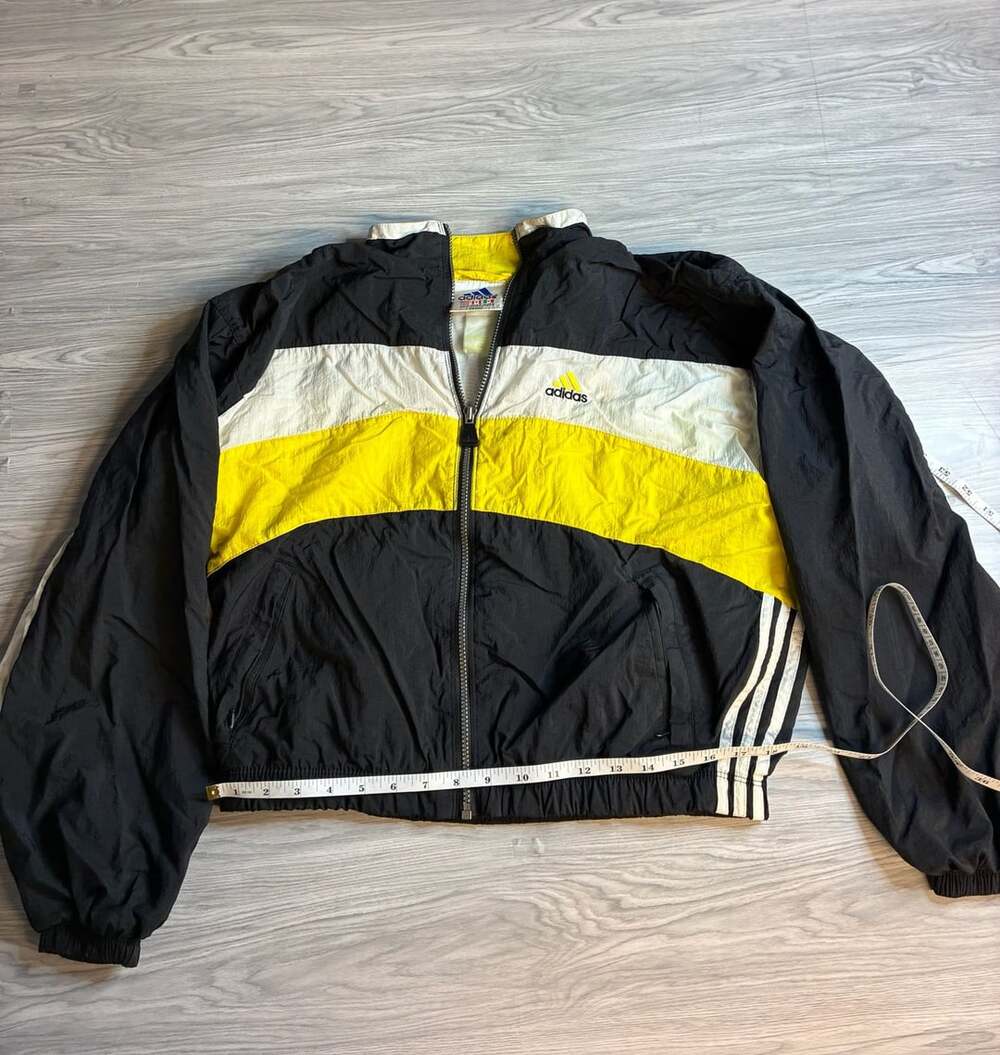 Vintage 90s Adidas Retro Yellow and Black Windbreaker